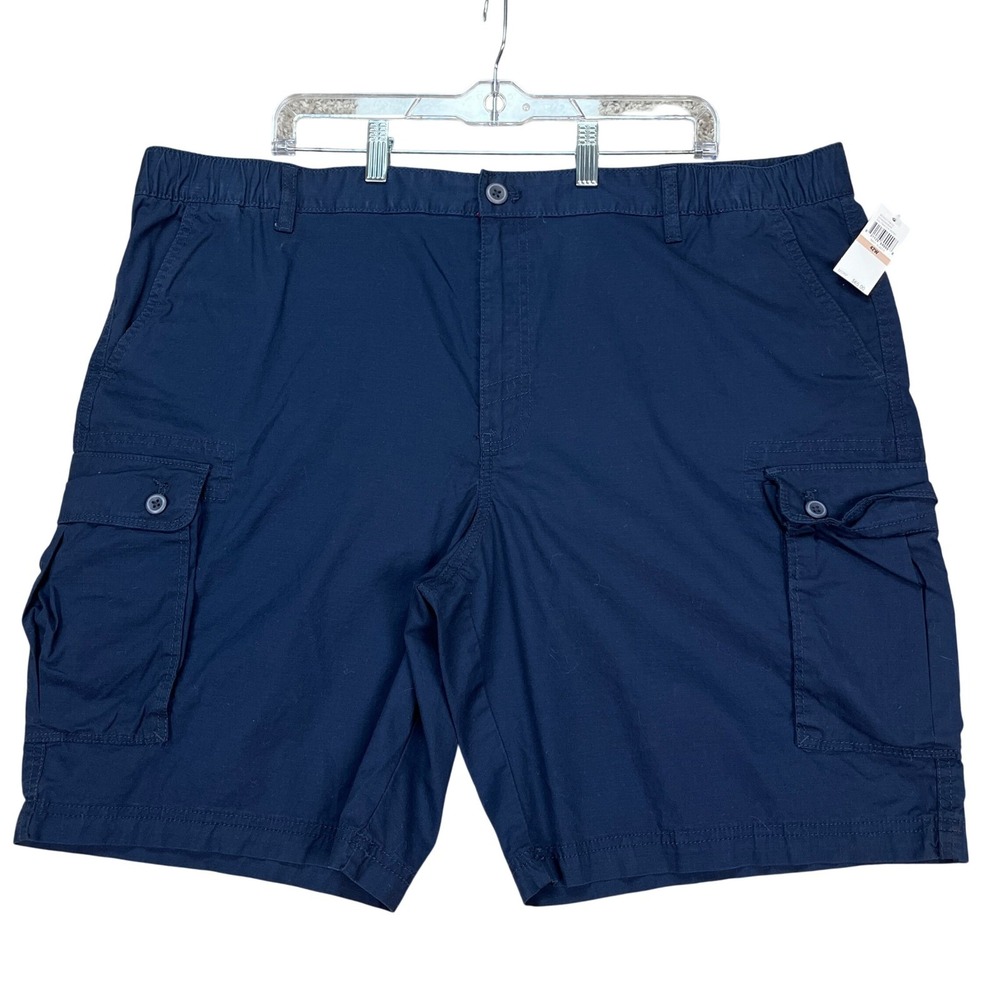 IZOD Saltwater Short Mens 42 9.5‎ Navy Blue Cargo Stretch Waistband Flap Pockets